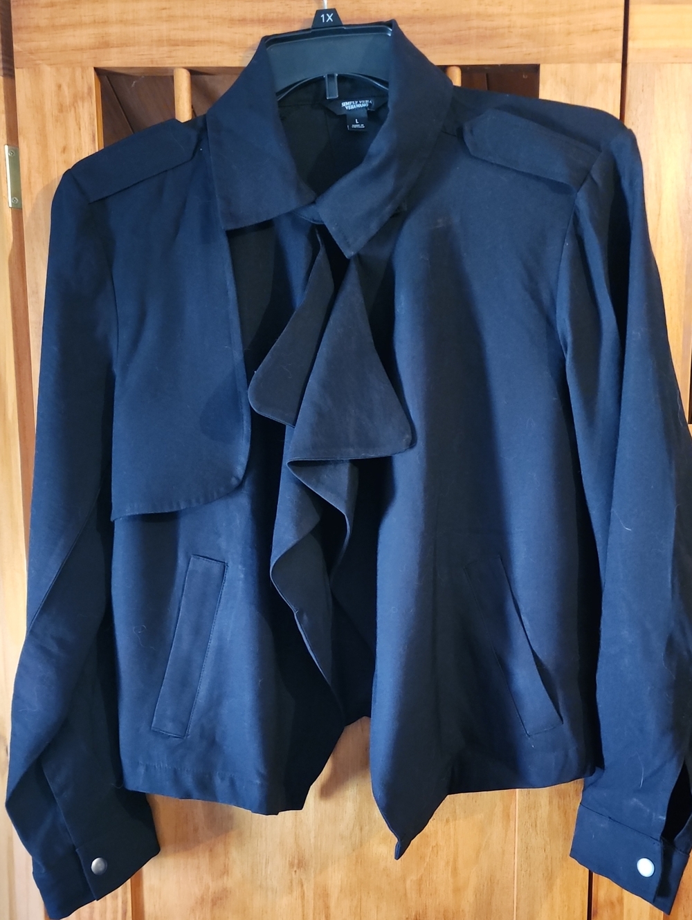 Simply Vera Vera Wang Black Ruffle-Front Blazer Jacket